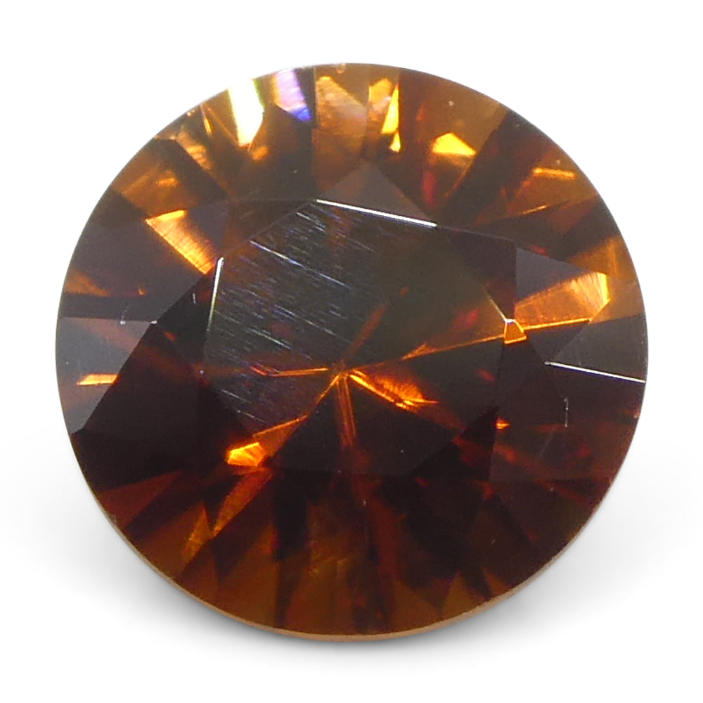 0.8ct Natural Orange Zircon from Sri Lanka, Round Brilliant Cut Gemstone by SkyJems Canadian Gem Experts