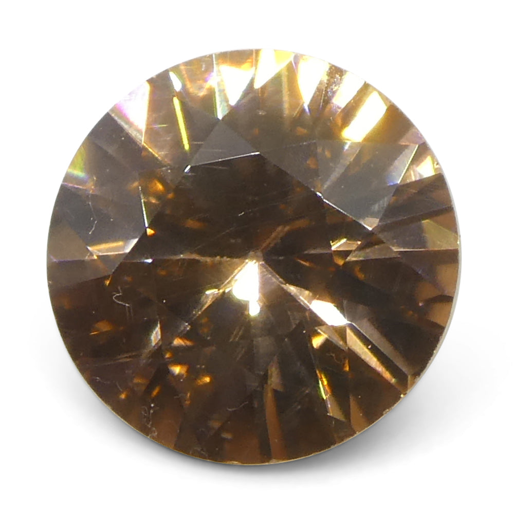 1.4ct Natural Orange-Yellow Zircon from Sri Lanka, Round Brilliant Cut Gemstone by SkyJems Canadian Gem Experts