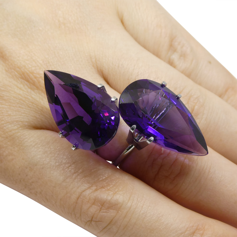 36.72ct Pear Purple Amethyst Pair from Uruguay - Premium Wholesale Gemstone by SkyJems Canadian Gem Experts