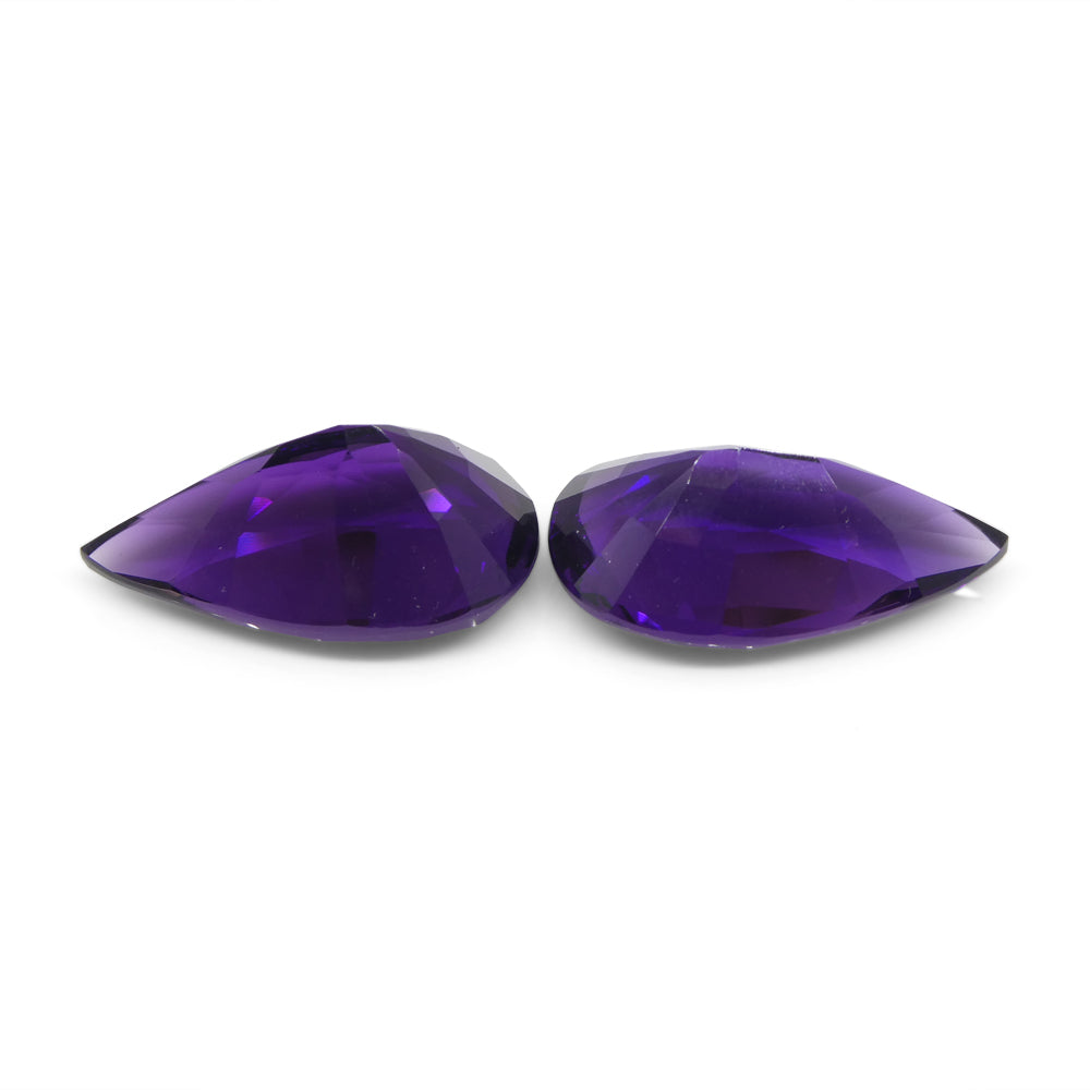 SkyJems 36.72ct Pear Purple Amethyst Pair from Uruguay, premium matched wholesale gemstone lot