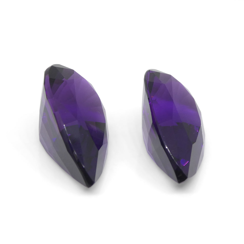 SkyJems 36.72ct Pear Purple Amethyst Pair from Uruguay, premium wholesale gemstone with vivid color and matching cut