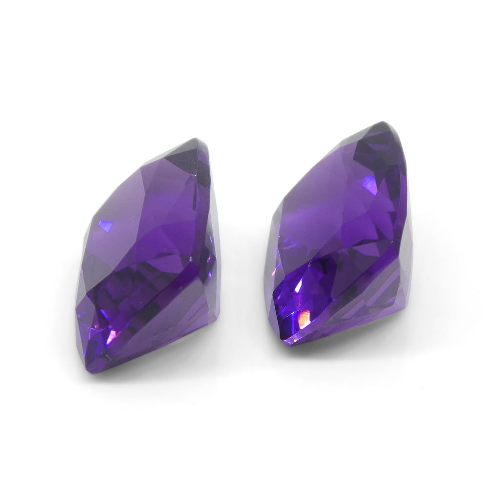 13.62ct Cushion Purple Amethyst Pair from Uruguay, Vivid Color, SkyJems Wholesale Gemstone Collection