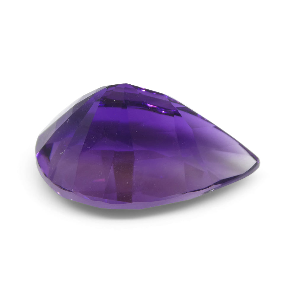 26.11 carat pear-cut purple Uruguayan amethyst gemstone from SkyJems, premium large-scale collector's quality quartz specimen