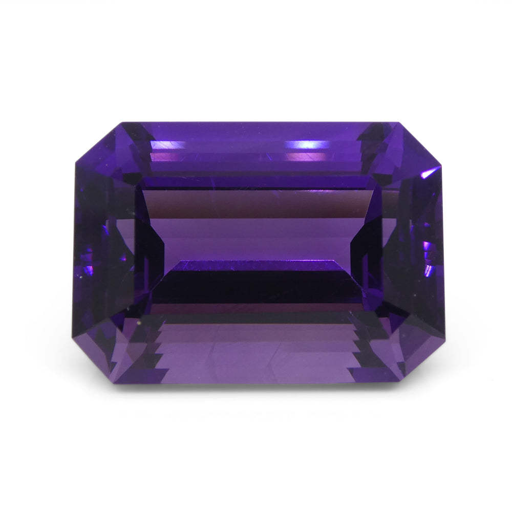 29.21ct Purple Amethyst from Uruguay, emerald cut gemstone by SkyJems, premium large-carat quartz specimen