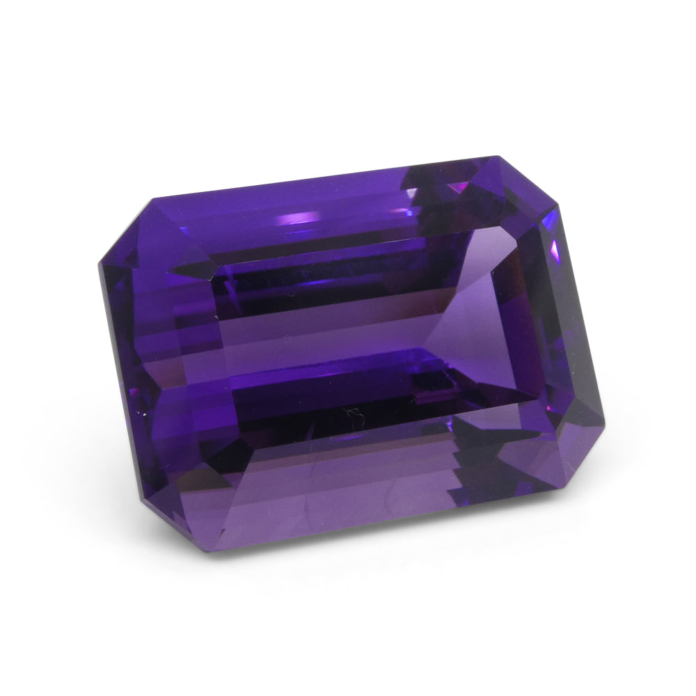 29.21ct Purple Amethyst from Uruguay, emerald cut gemstone by SkyJems, premium large-carat step-cut quartz