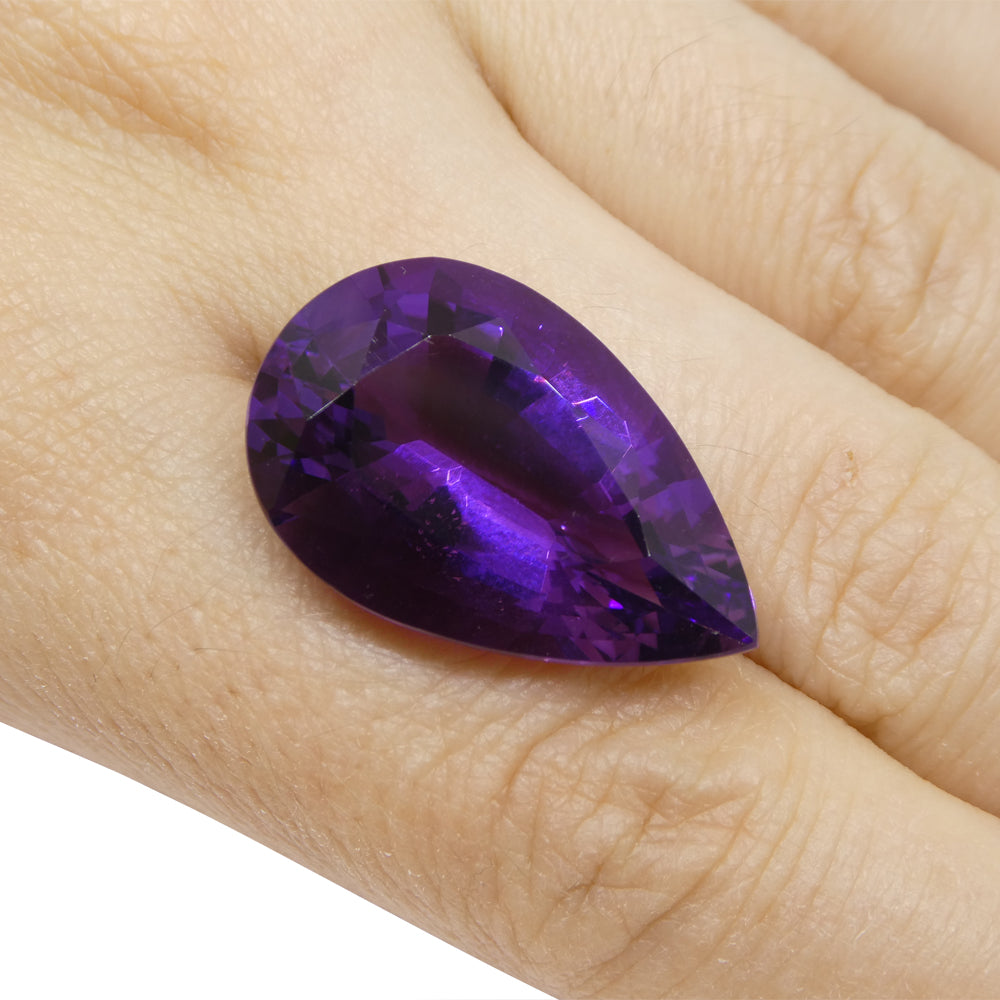 22.11 carat pear-cut purple Amethyst from Uruguay, premium quality gemstone by SkyJems Canadian gem specialists