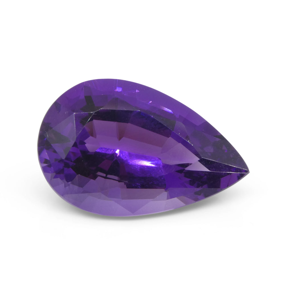 22.11 carat pear-cut purple Amethyst from Uruguay, premium gemstone by SkyJems Canadian gem specialists