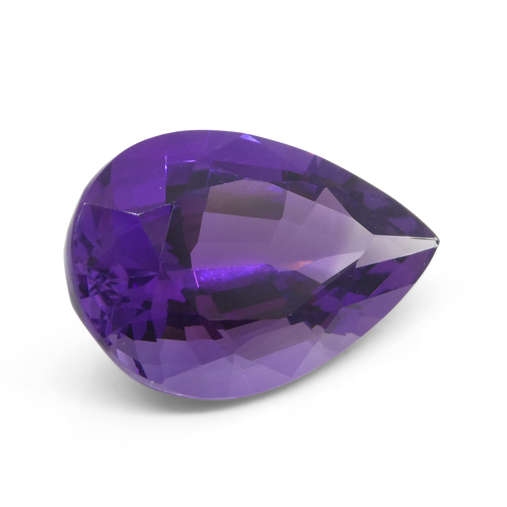22.11 carat pear-cut purple Amethyst from Uruguay, premium gemstone by SkyJems Canadian gem specialists