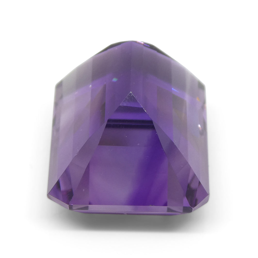 33.29 carat purple Uruguayan amethyst emerald cut gemstone from SkyJems, premium large-scale collector's quality step-cut qua