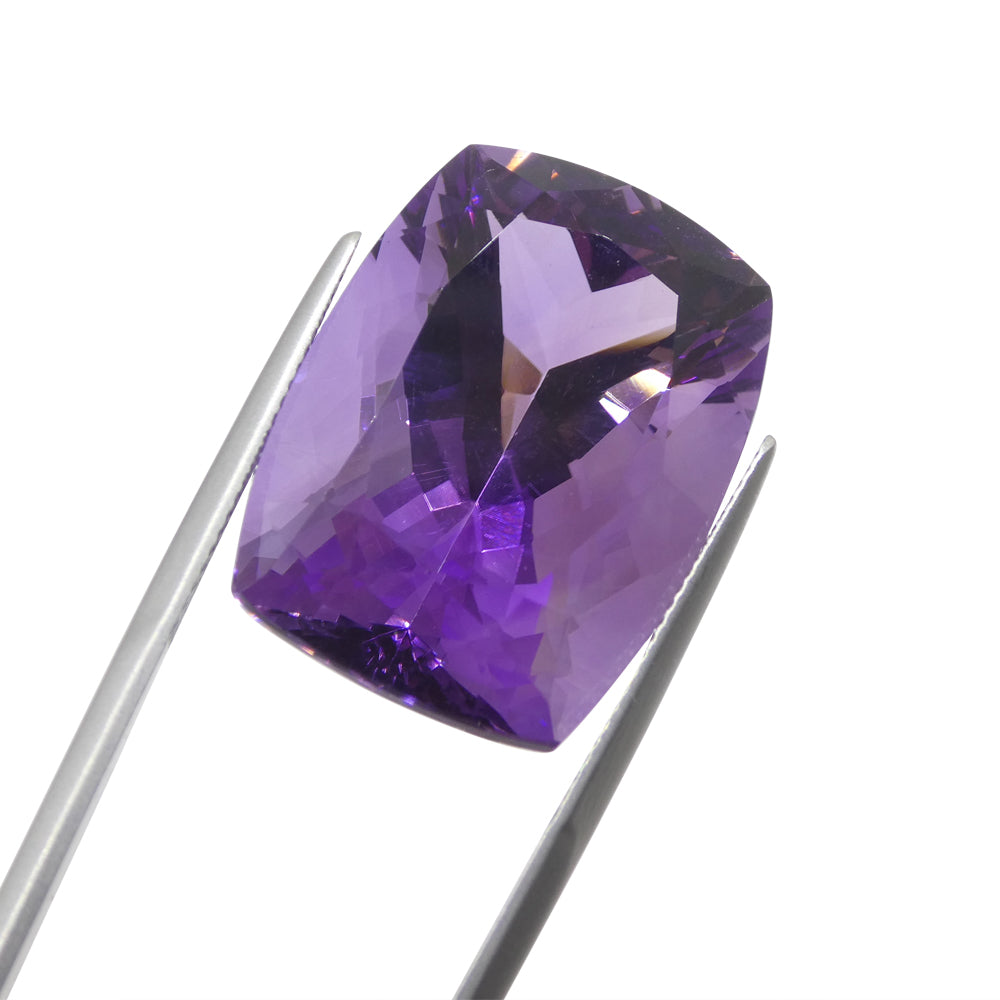 41.54 carat purple cushion-cut Uruguayan amethyst from SkyJems, premium large gemstone with rich color and exceptional clarit