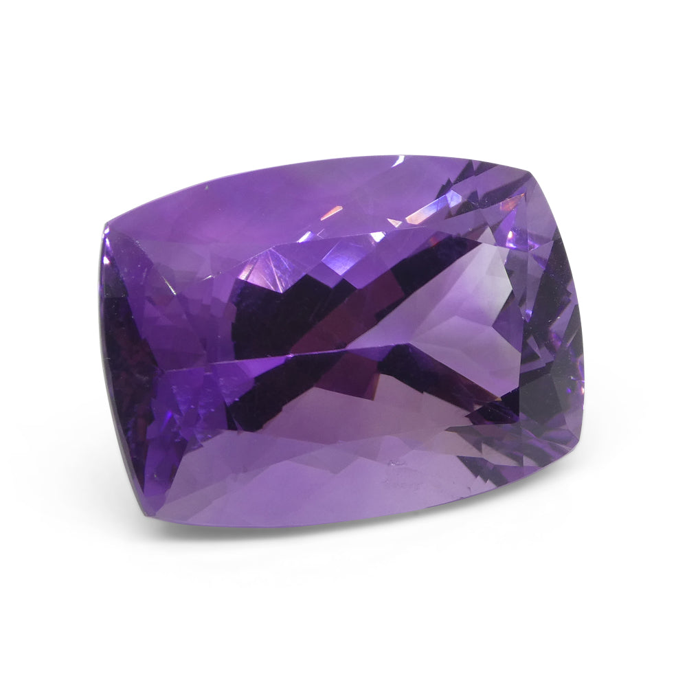 41.54 carat purple cushion-cut Uruguayan amethyst gemstone from SkyJems, premium unheated quartz with rich color and exceptio
