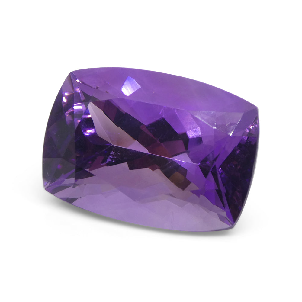 41.54 carat purple cushion-cut Uruguayan amethyst from SkyJems, premium unheated quartz gemstone with rich color and exceptio