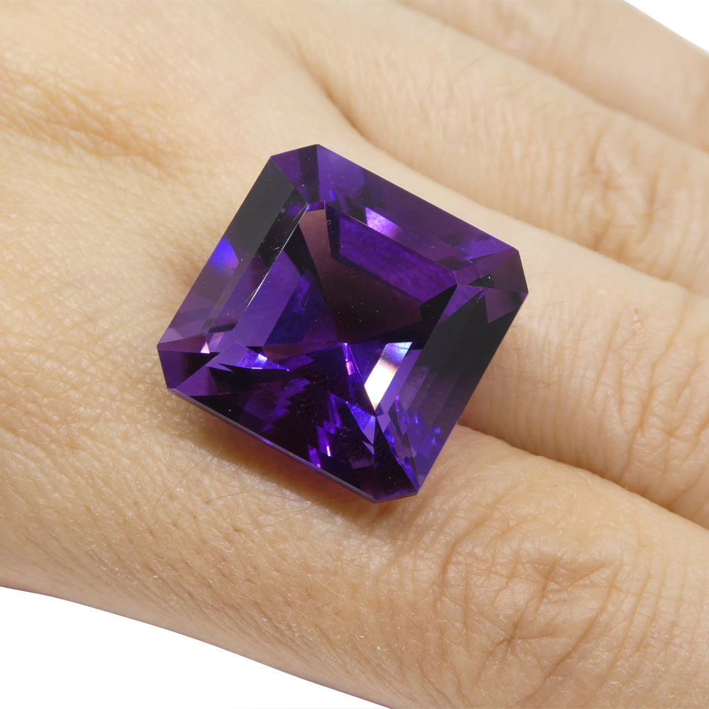 28.09ct Purple Amethyst from Uruguay, Cut Corner Square Step Cut gemstone by SkyJems Canadian gem experts