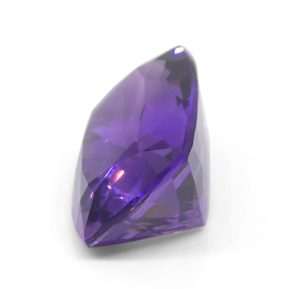 34.5 carat purple Uruguayan amethyst emerald-cut gemstone from SkyJems, premium unheated quartz with deep violet hues