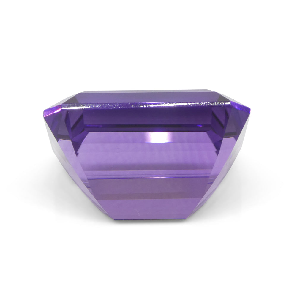 32.19 carat purple Uruguayan amethyst emerald cut gemstone from SkyJems, premium large-scale collector's gem with exceptional