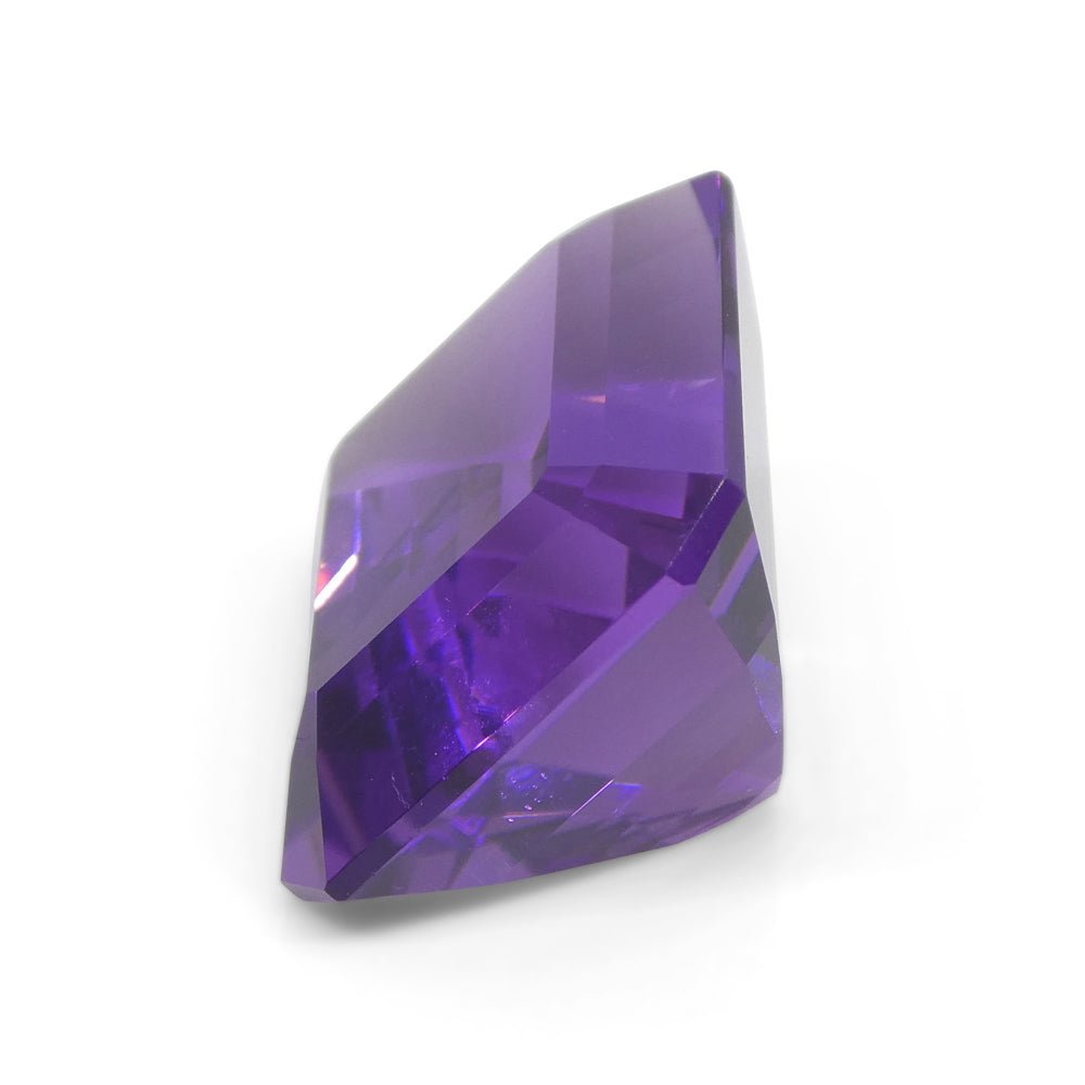 32.19 carat purple Uruguayan amethyst emerald cut gemstone, premium quality step-cut quartz from SkyJems Canadian gem special