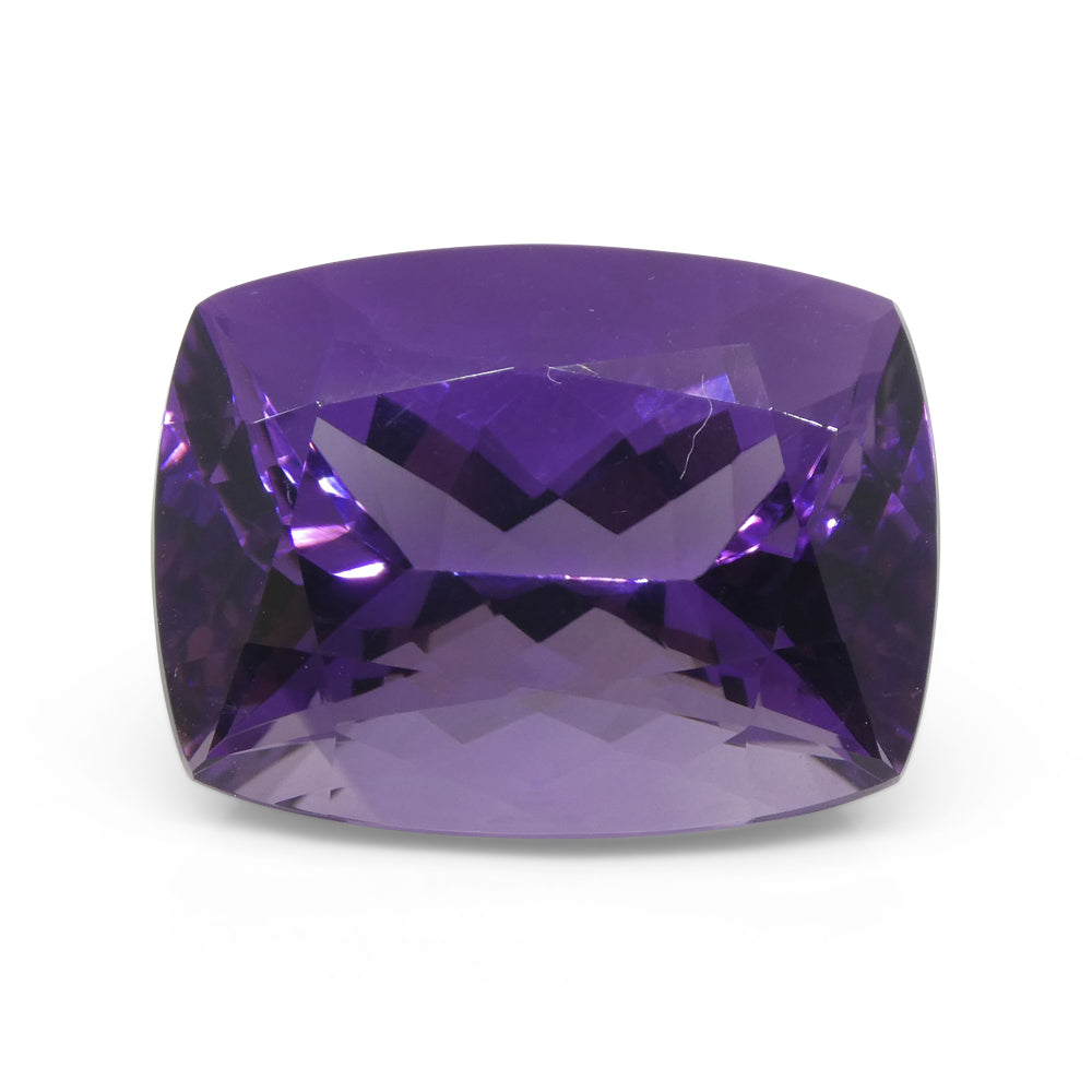 24.69 carat purple cushion-cut Uruguayan amethyst from SkyJems, premium unheated gemstone with rich color and exceptional cla