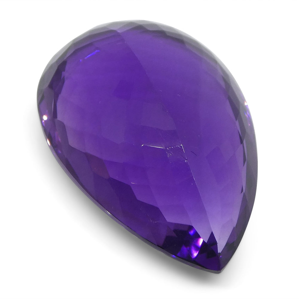 Large 34.19ct Bolivian Purple Amethyst Pear Cut Gemstone from SkyJems, Transparent Mixed Brilliant Cut