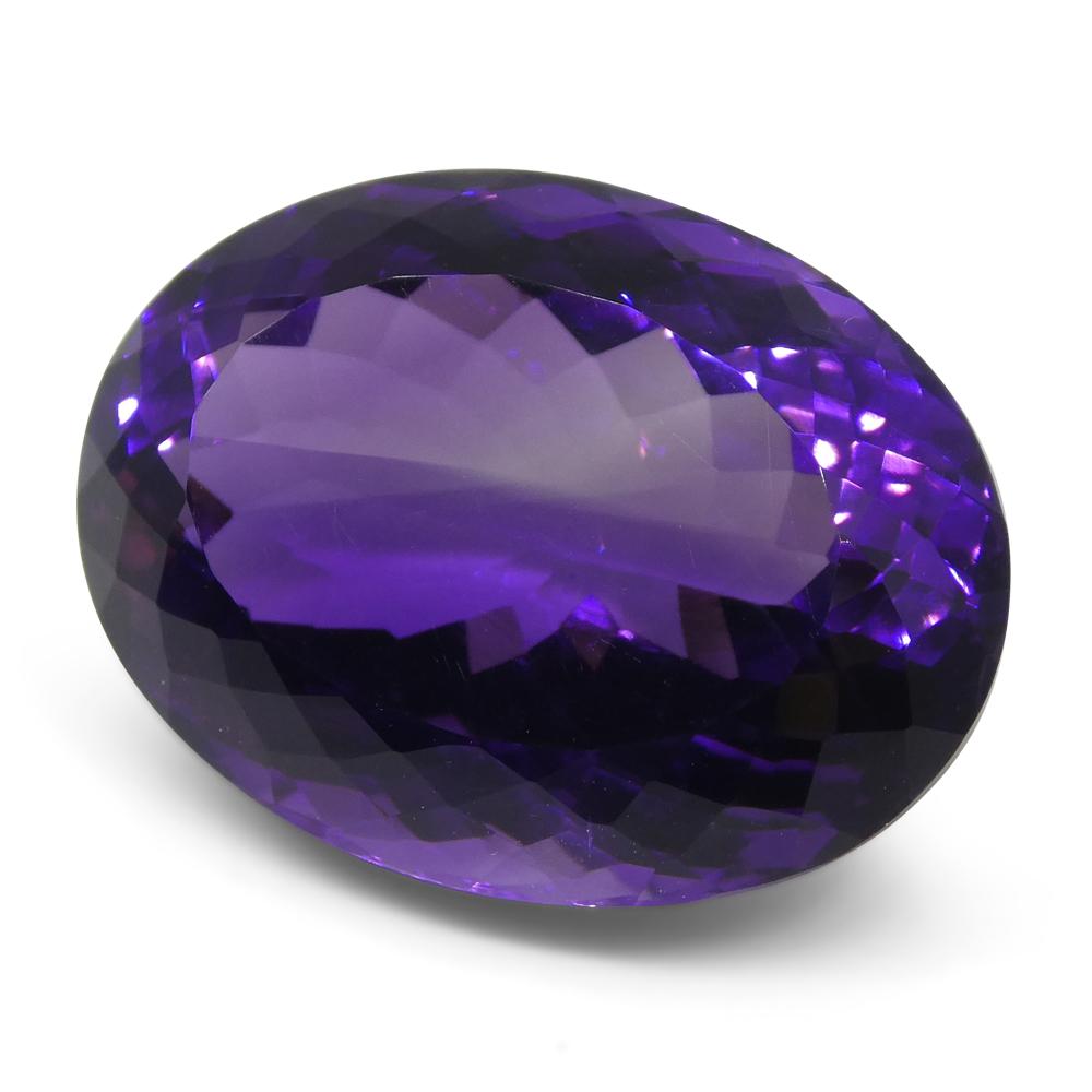 19.91 ct Brazilian Purple Oval Amethyst from SkyJems, premium unheated quartz gemstone with modified brilliant cut