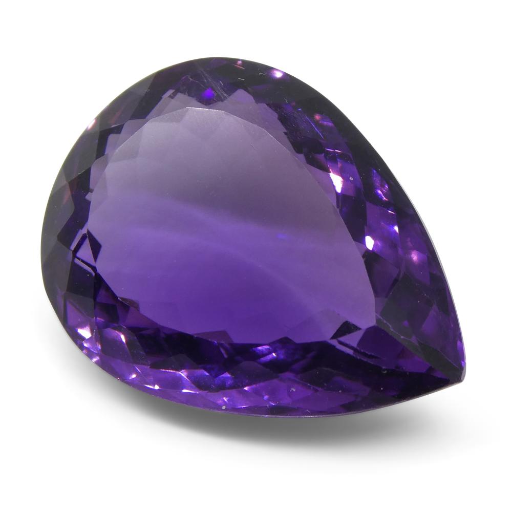 15.61 ct Brazilian Purple Pear Amethyst from SkyJems, unheated natural quartz gemstone with modified brilliant cut