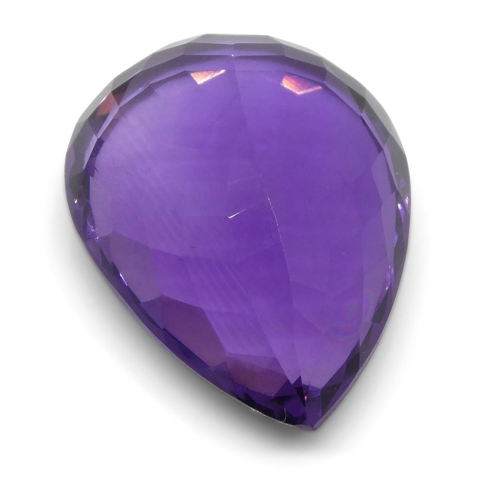 15.61 ct Brazilian Purple Pear Amethyst from SkyJems, unheated natural quartz gemstone with modified brilliant cut