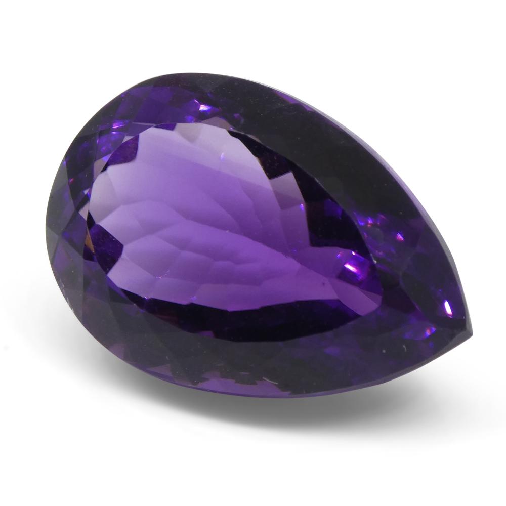 Large 24.49 ct purple pear-cut Brazilian amethyst from SkyJems, premium unheated quartz gemstone with brilliant faceting