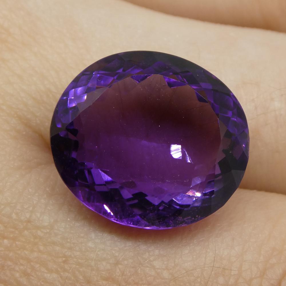 Large 18.49 ct Brazilian Purple Oval Amethyst from SkyJems, premium unheated gemstone with brilliant cut and rich color