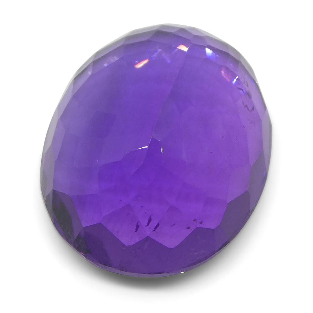 16.72 ct Brazilian Purple Oval Amethyst from SkyJems, premium unheated quartz gemstone with modified brilliant cut