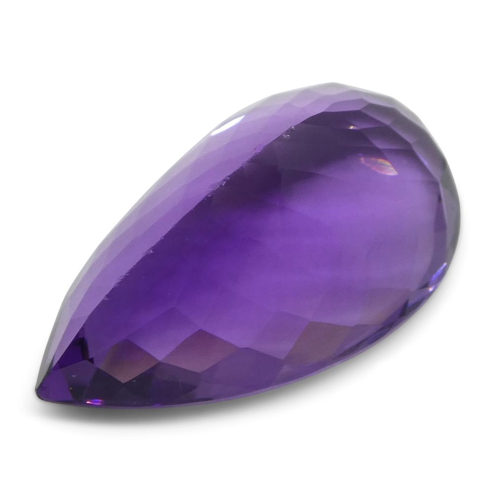 18.42 ct Brazilian Purple Pear Amethyst from SkyJems, premium unheated quartz gemstone with modified brilliant cut