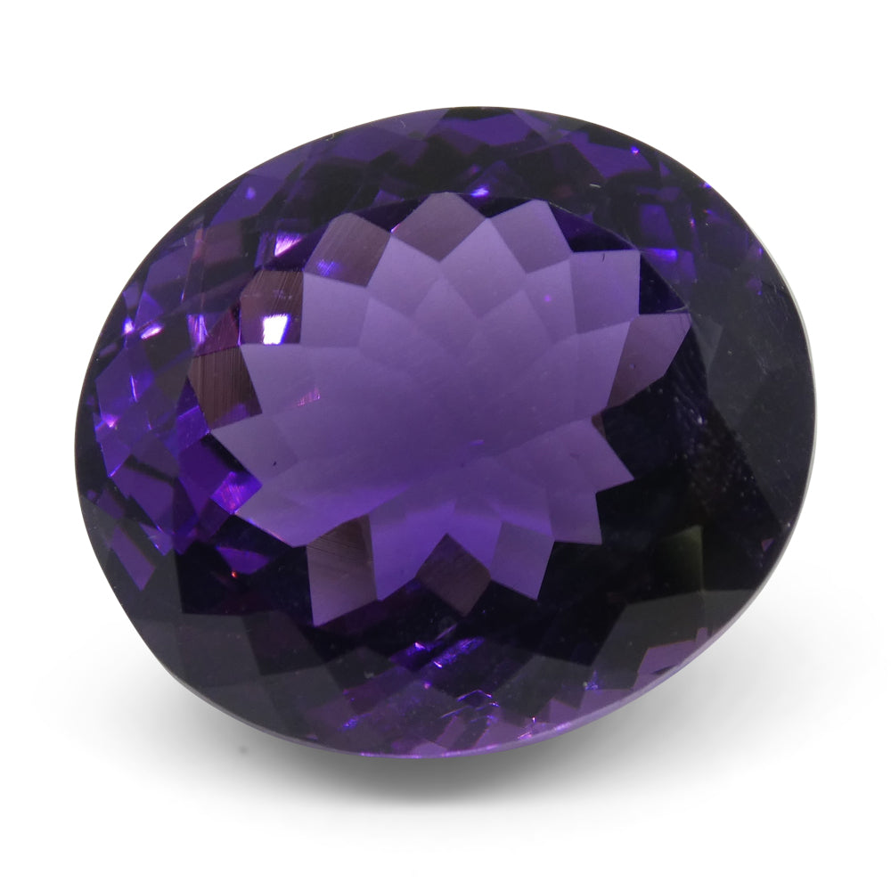 Large 19.05 ct purple oval amethyst from Brazil, precision-cut Modified Brilliant style by SkyJems Canadian gemstone experts