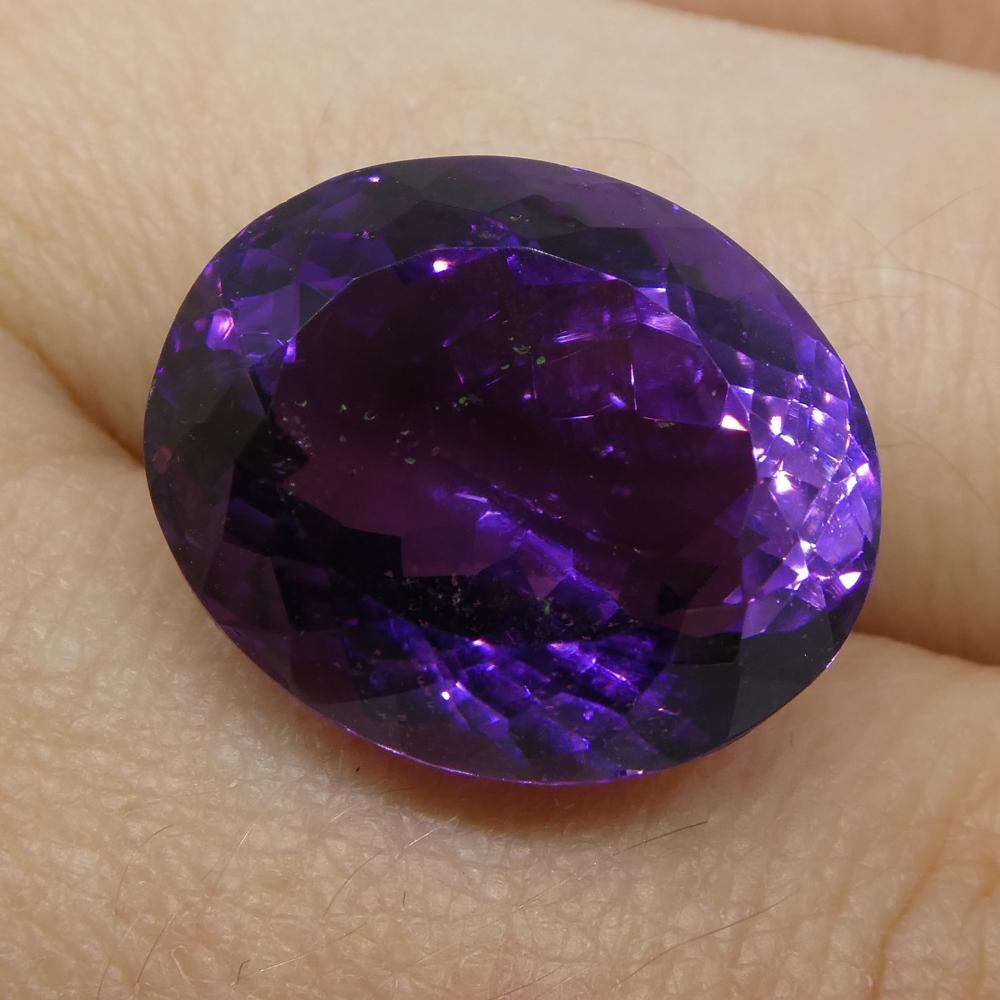 Large 17.98 ct Brazilian Purple Oval Amethyst from SkyJems, premium unheated gemstone with Modified Brilliant cut