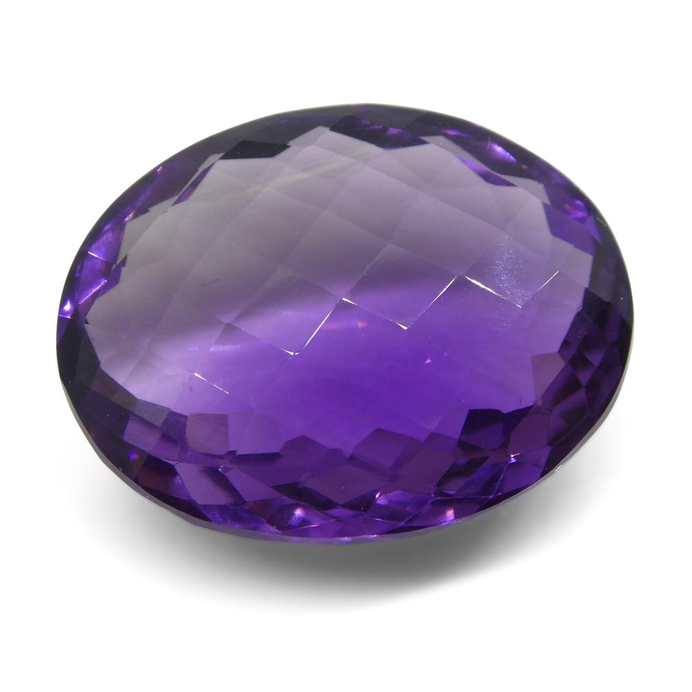 19.04 ct Brazilian Purple Oval Checkerboard Amethyst from SkyJems, premium unheated quartz gemstone with brilliant cut