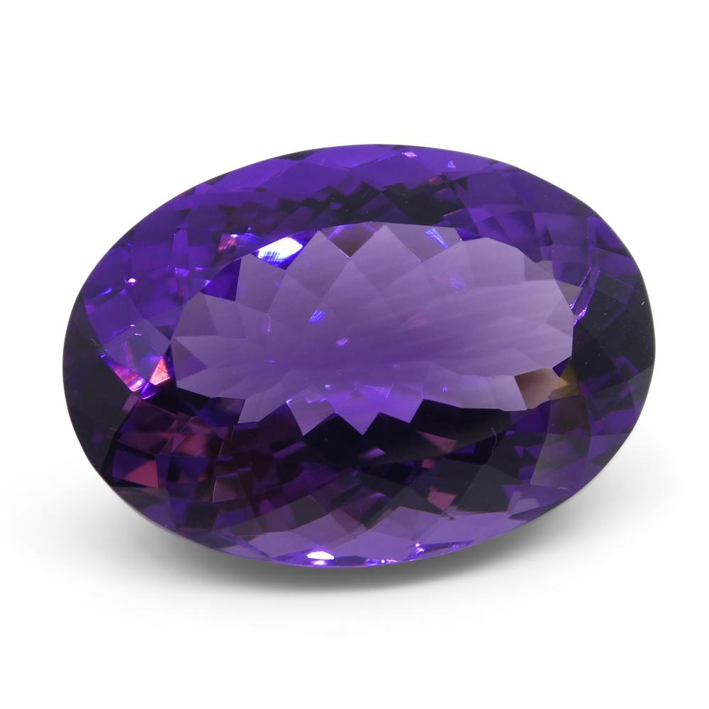 Large 19.79 ct purple Brazilian oval amethyst from SkyJems, premium unheated gemstone with modified brilliant cut