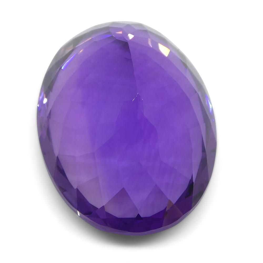 SkyJems 19.79 ct Brazilian Purple Oval Amethyst, lustrous unheated gemstone with brilliant cut and rich violet hue