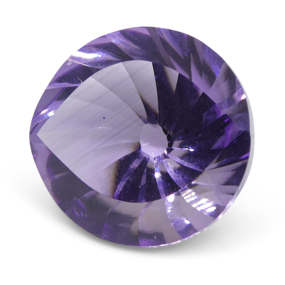 SkyJems 13.75ct Round Purple Amethyst Fantasy Cut from Brazil, premium unheated gemstone with exceptional brilliance