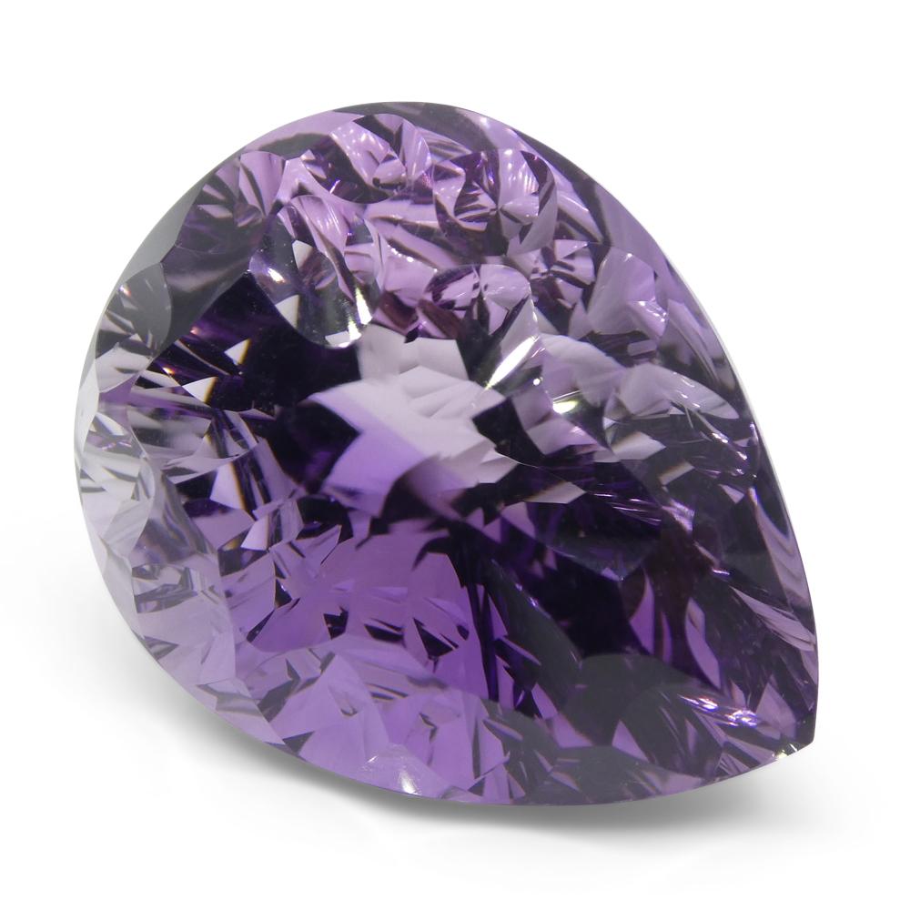 46.30ct Brazilian Purple Pear Amethyst Fantasy Cut, rare gem from SkyJems' premium colored stone collection