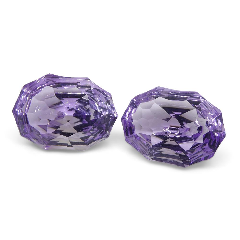 18.35ct Brazilian Purple Amethyst Oval Fancy Cut Gemstone Pair from SkyJems Canadian Gem Specialists