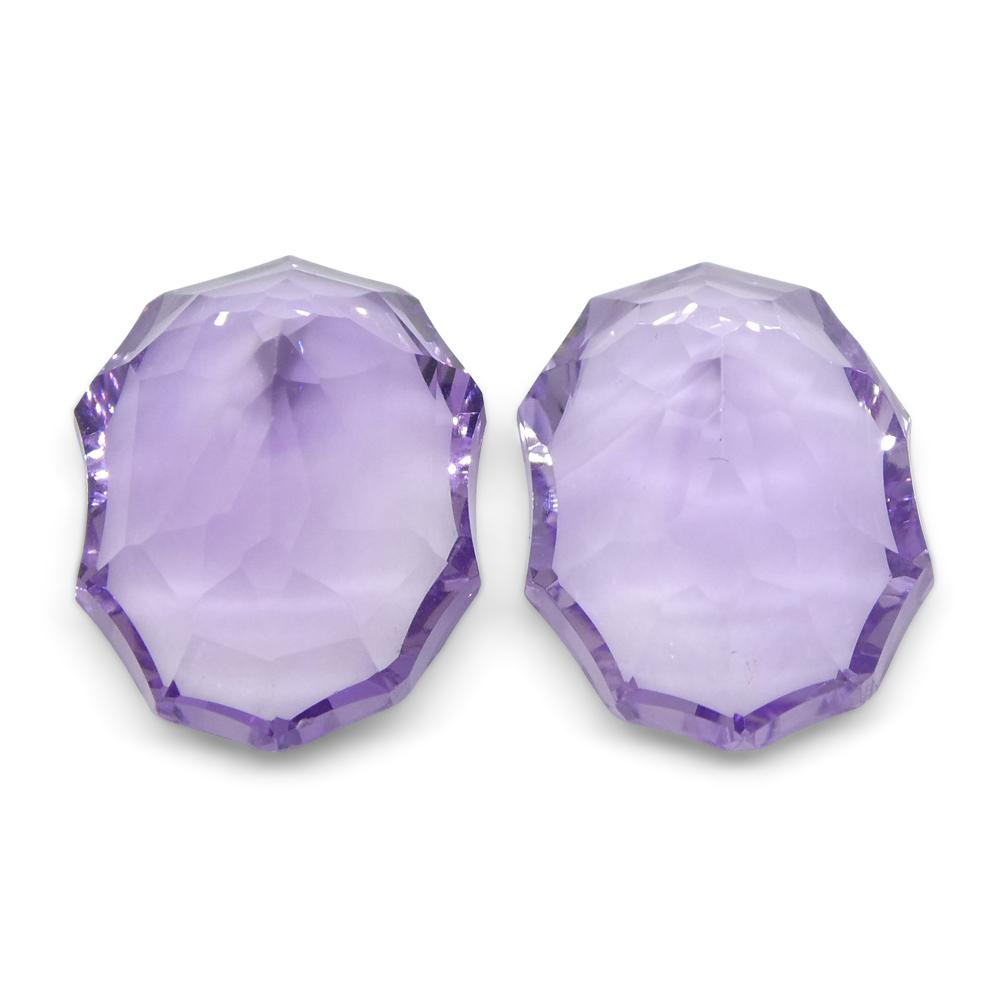 18.35ct Brazilian Purple Amethyst Oval Fantasy Cut Gemstone Pair from SkyJems Canadian Gem Experts