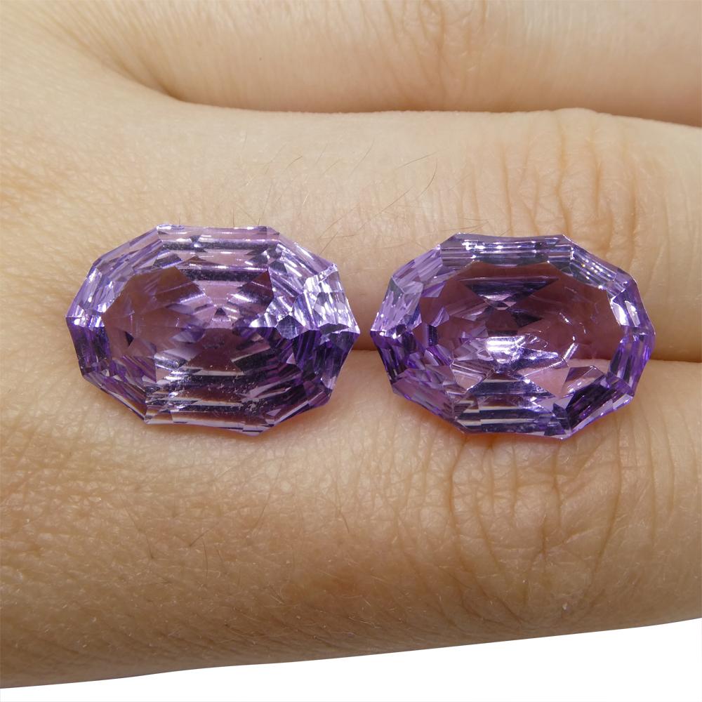 18.35ct Brazilian Purple Amethyst Oval Fantasy Cut Gemstone Pair from SkyJems Wholesale Collection