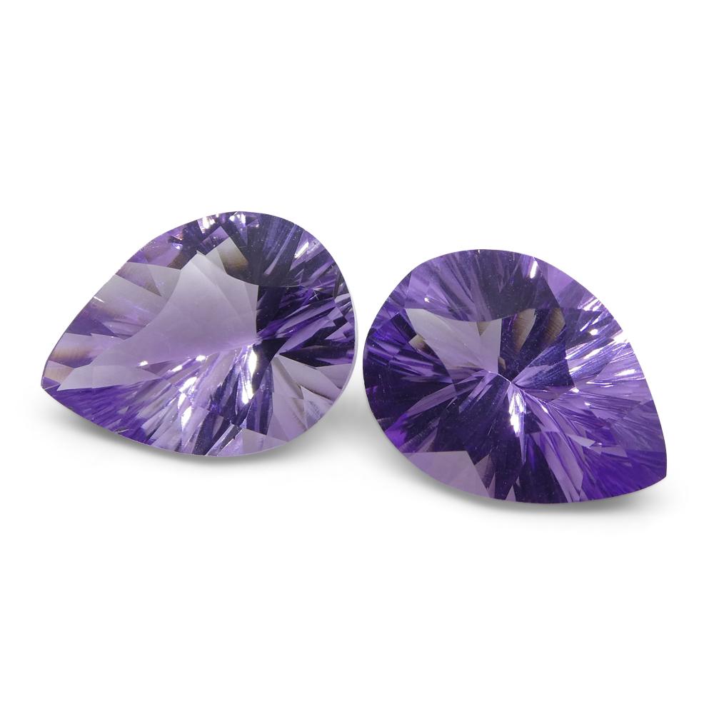 SkyJems 13.50ct Brazilian Purple Pear Amethyst Fancy Cut Gemstone Pair, Wholesale Loose Stones Collection
