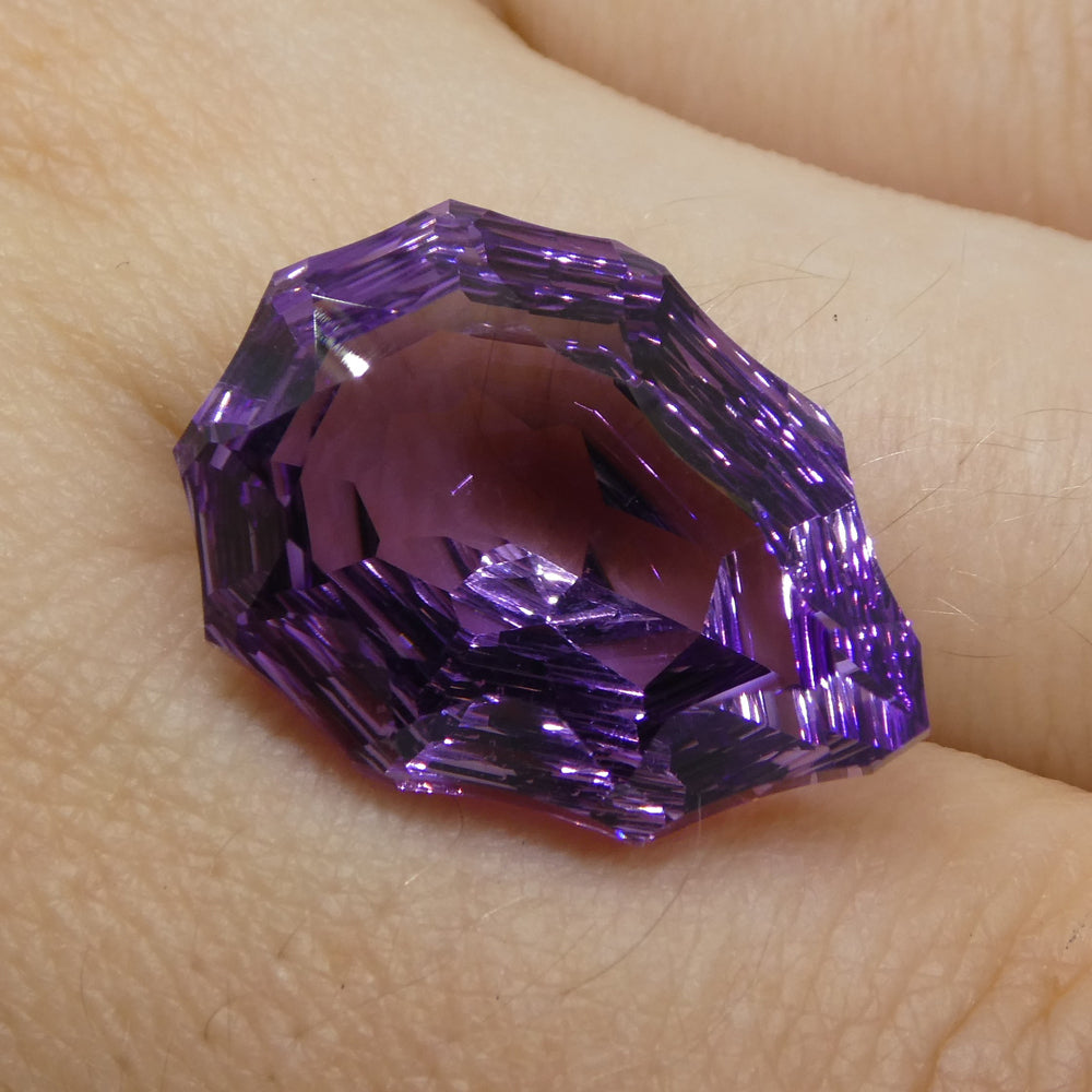SkyJems 14ct Brazilian Pear Amethyst Hypatia Fantasy Cut - Vivid Purple Precision Gemstone