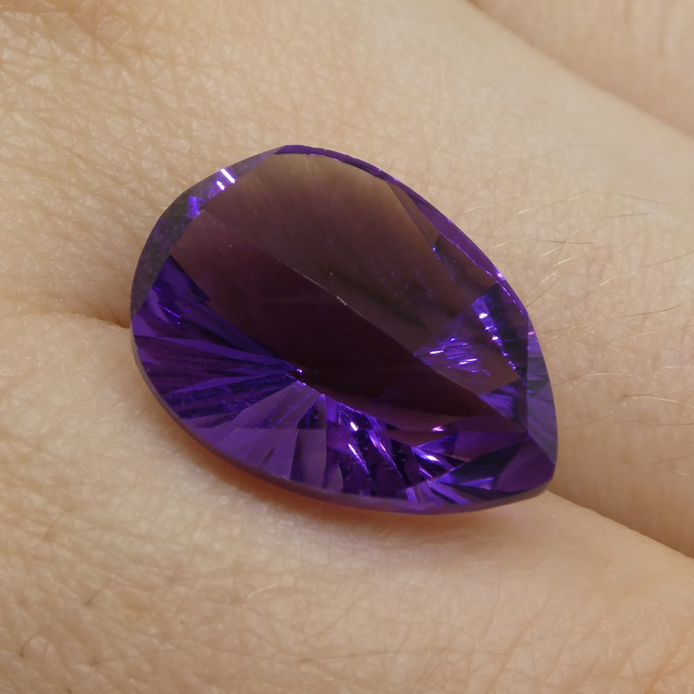 SkyJems 7.10ct Pear Purple Amethyst from Brazil, Precision Fantasy Cut Gemstone for Jewelry Collectors