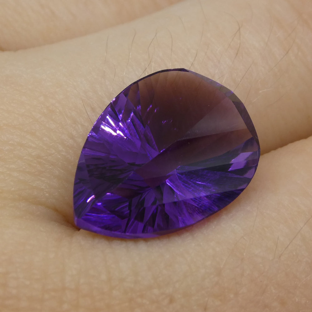 SkyJems 7.10ct Purple Pear Amethyst from Brazil, Precision Fantasy/Fancy Cut Gemstone for Jewelry Collectors