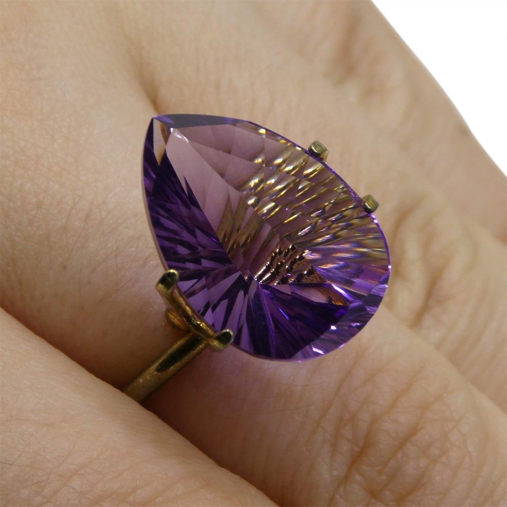 SkyJems 9.50ct Brazilian Purple Pear Amethyst Fantasy Cut Gemstone, Precision Crafted Collector's Gem