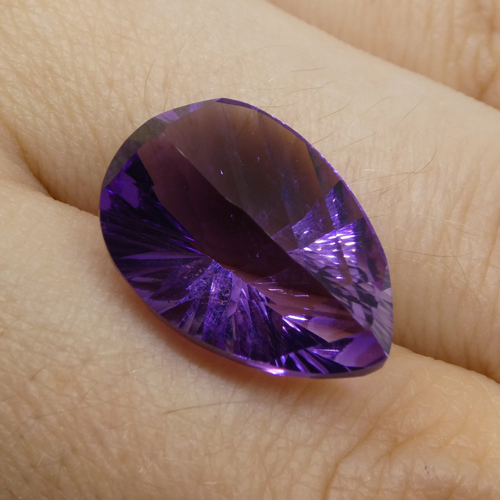SkyJems 9.50ct Purple Pear Amethyst from Brazil, Precision Fantasy/Fancy Cut Gemstone for Jewelry Collectors