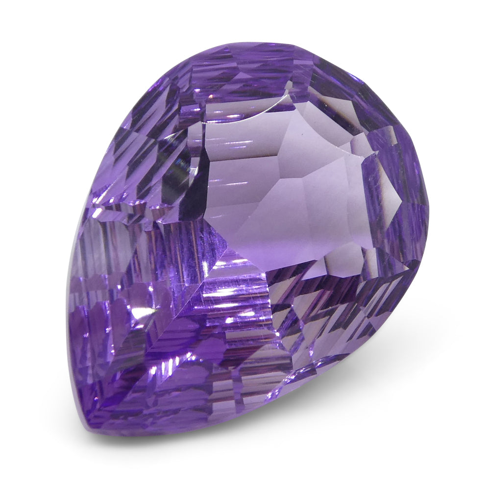 10ct Brazilian Purple Pear Amethyst Fantasy Cut Gemstone by SkyJems - Precision Handcrafted Collector's Gem