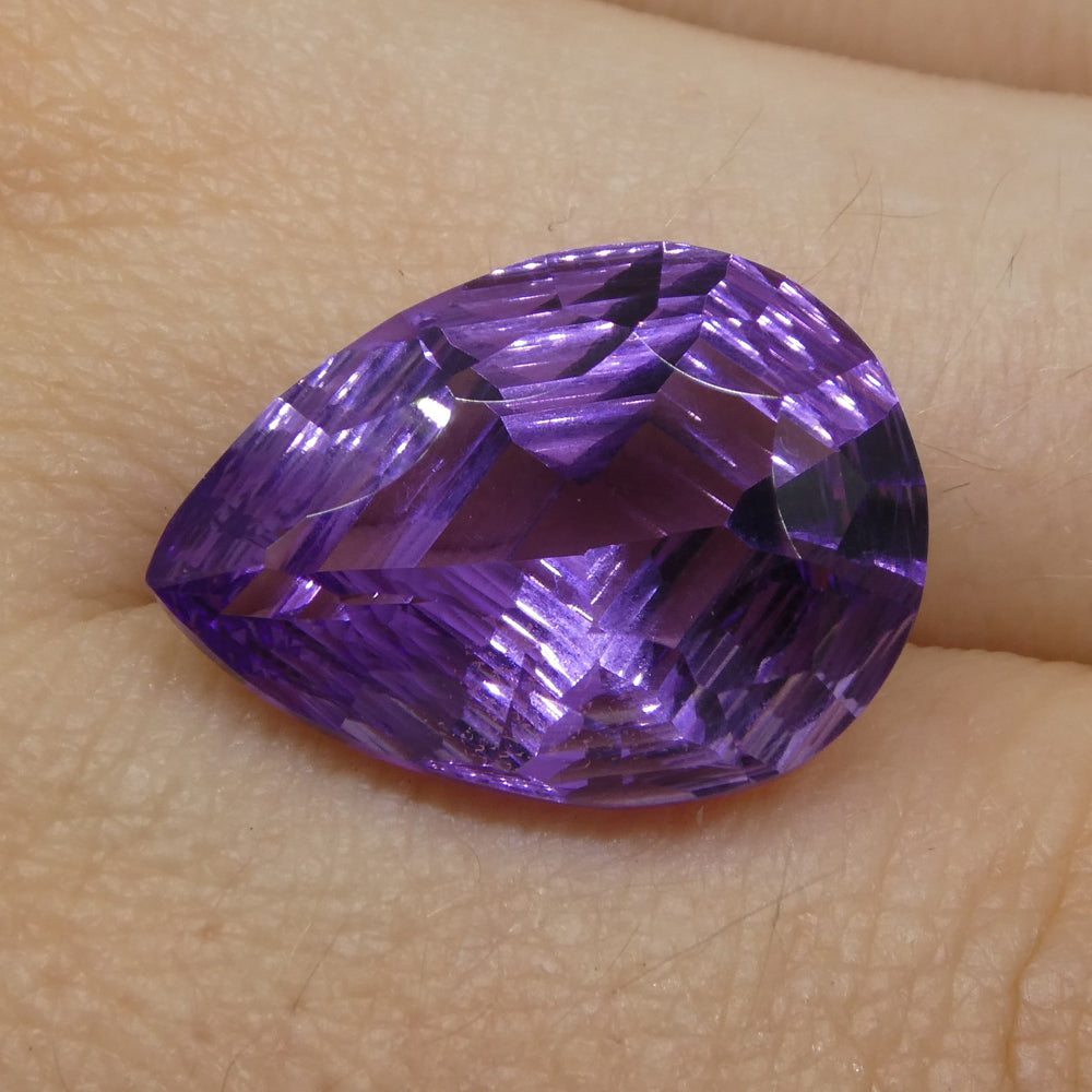 SkyJems 10ct Brazilian Purple Pear Amethyst Fantasy Cut Gemstone, Precision Crafted Collector's Gem