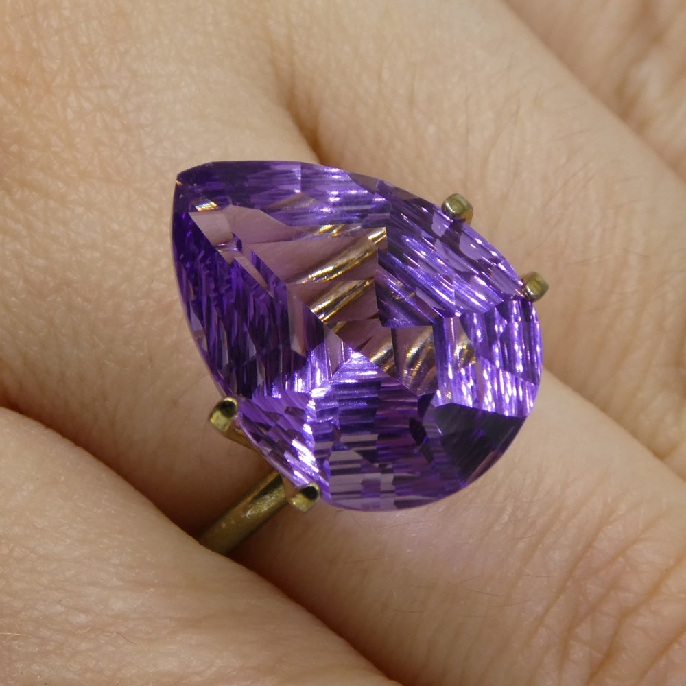 SkyJems 10ct Brazilian Pear Amethyst Fantasy Cut - Vibrant Purple Gemstone for Jewelry Collectors