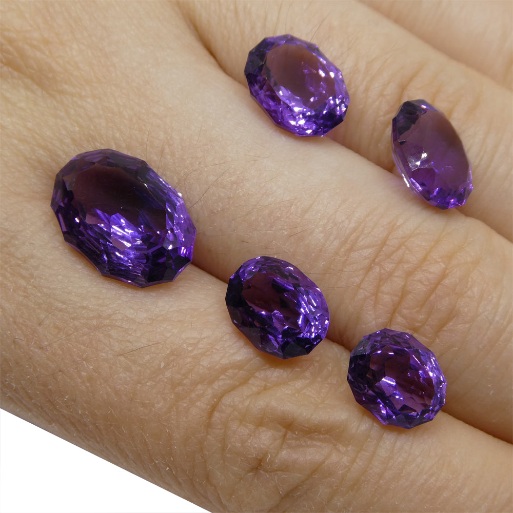 SkyJems 14ct Oval Purple Amethyst from Brazil, Precision Fantasy Cut Matching Gemstone Pair