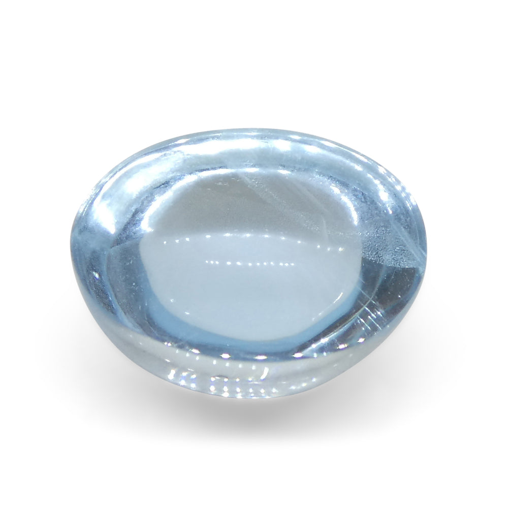 SkyJems Blue Aquamarine Cabochon: 3.08ct Oval Brazilian Gemstone in Serene Medium-Light Blue Tone